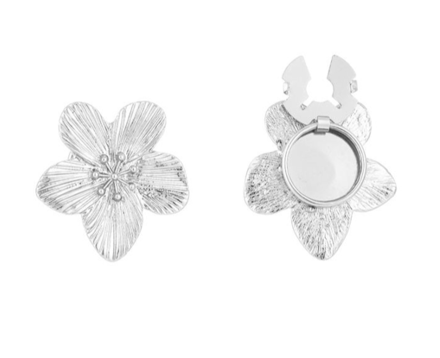Button Cover Flower Silver