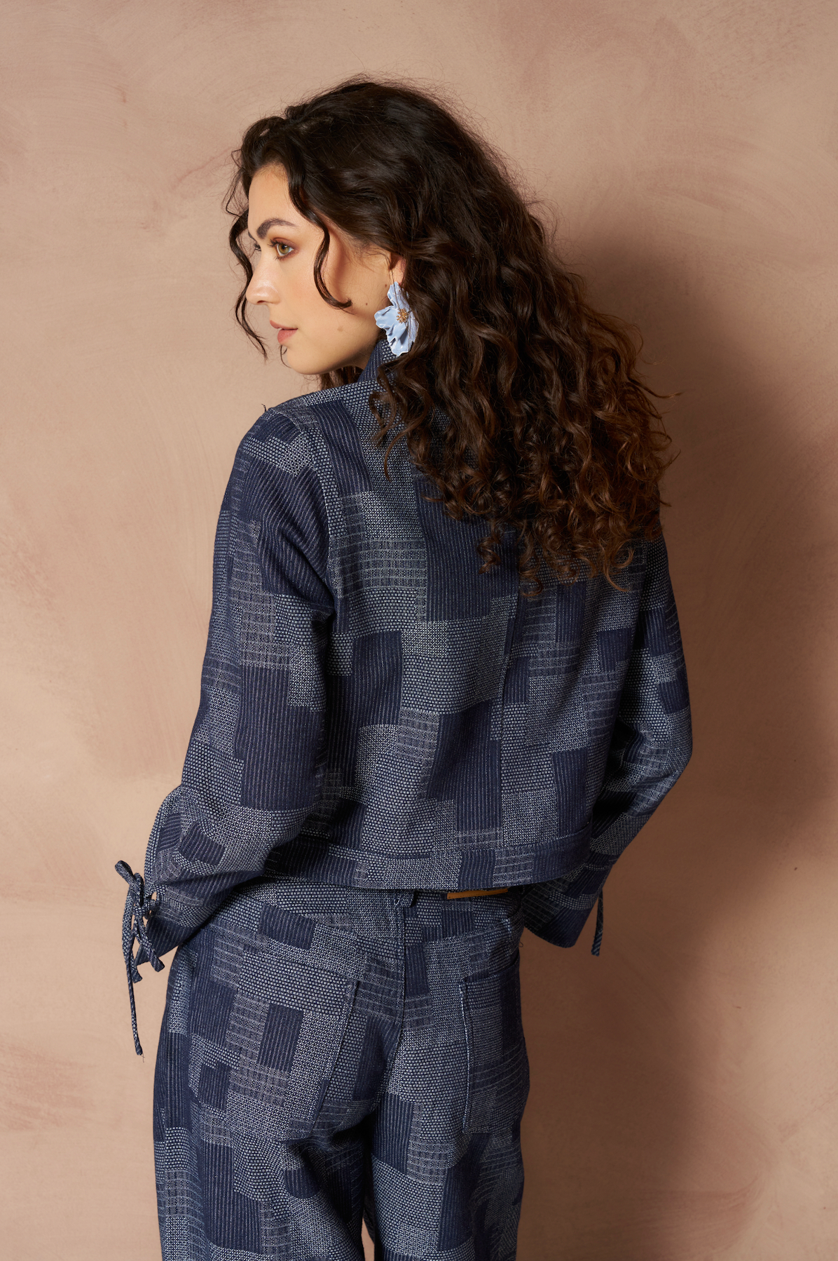 Lofty manner Blouse Ilja Patchwork Straight Mid Blue