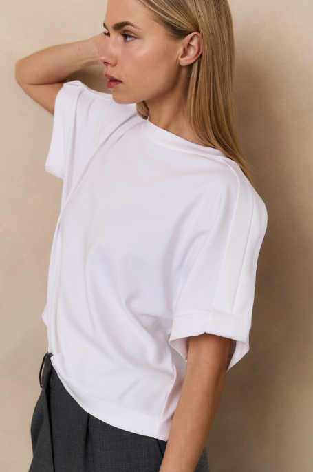 Top Jersey Vouwdetails YAYA Pure White