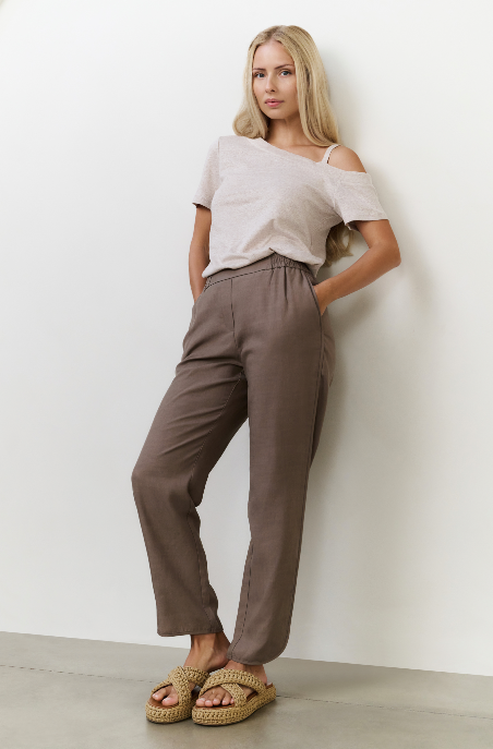 Asymmetrisch T-shirt YAYA Milk Brown Melange