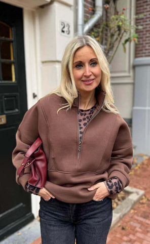 Azzurro Sweater Bruin Rits