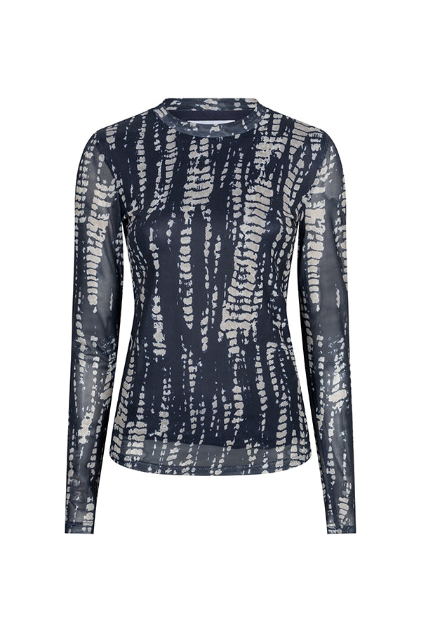 Lofty Manner Top Iniko Abstract Mesh Dark Blue