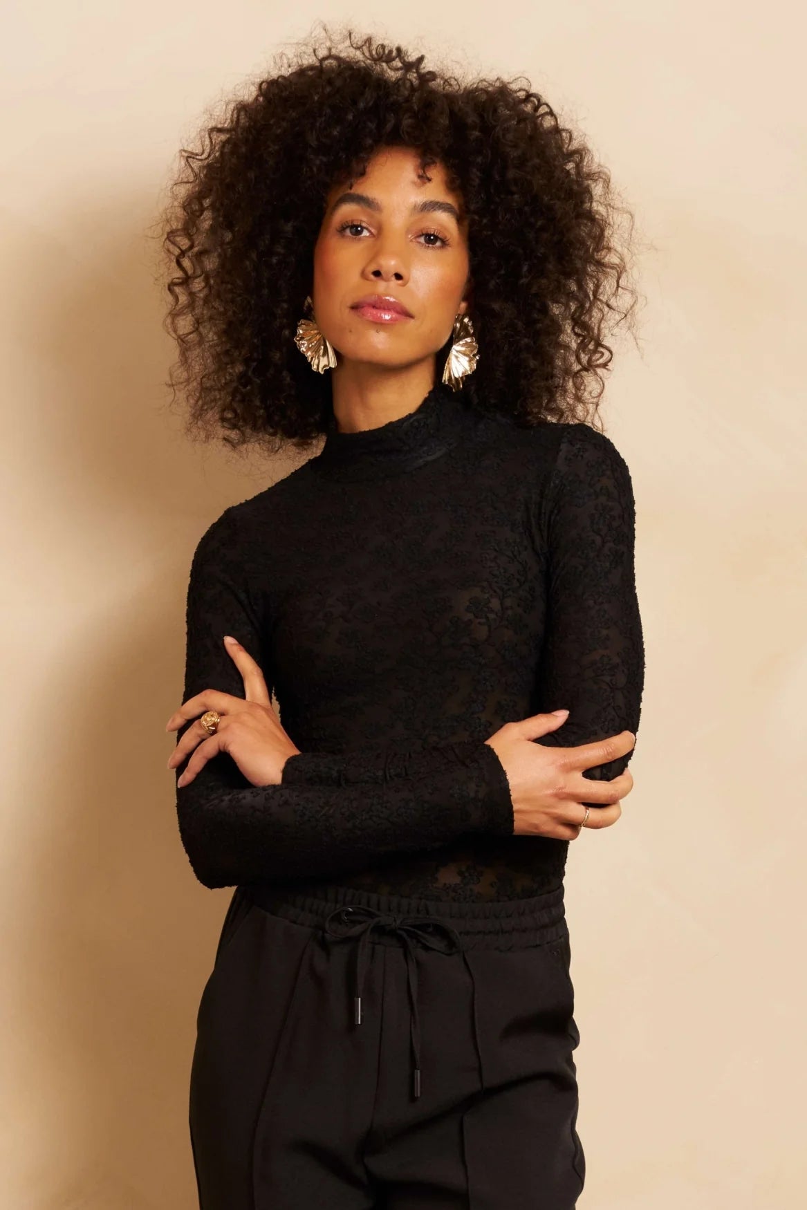 Lofty Manner Top Eliora Met Col Zwart