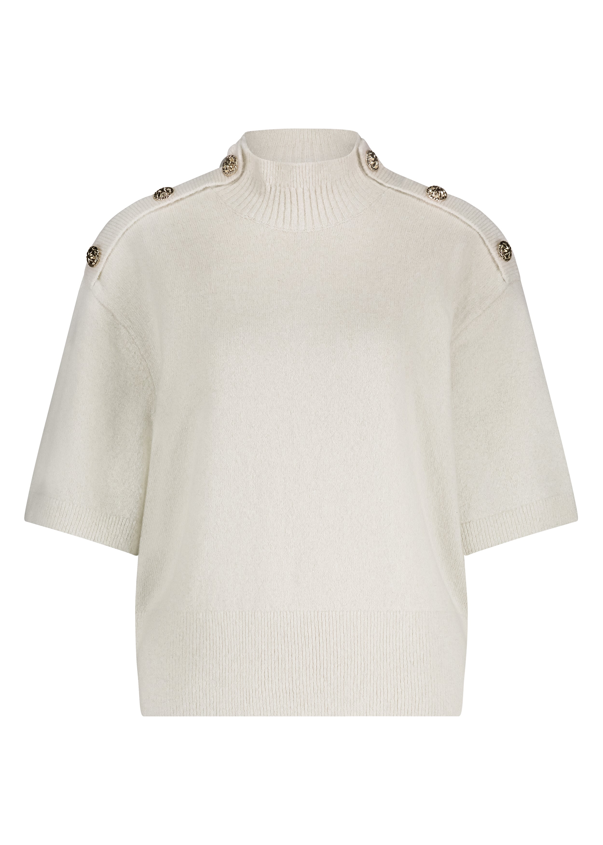 Tramontana Short Sleeve Jumper Button Stone Melange