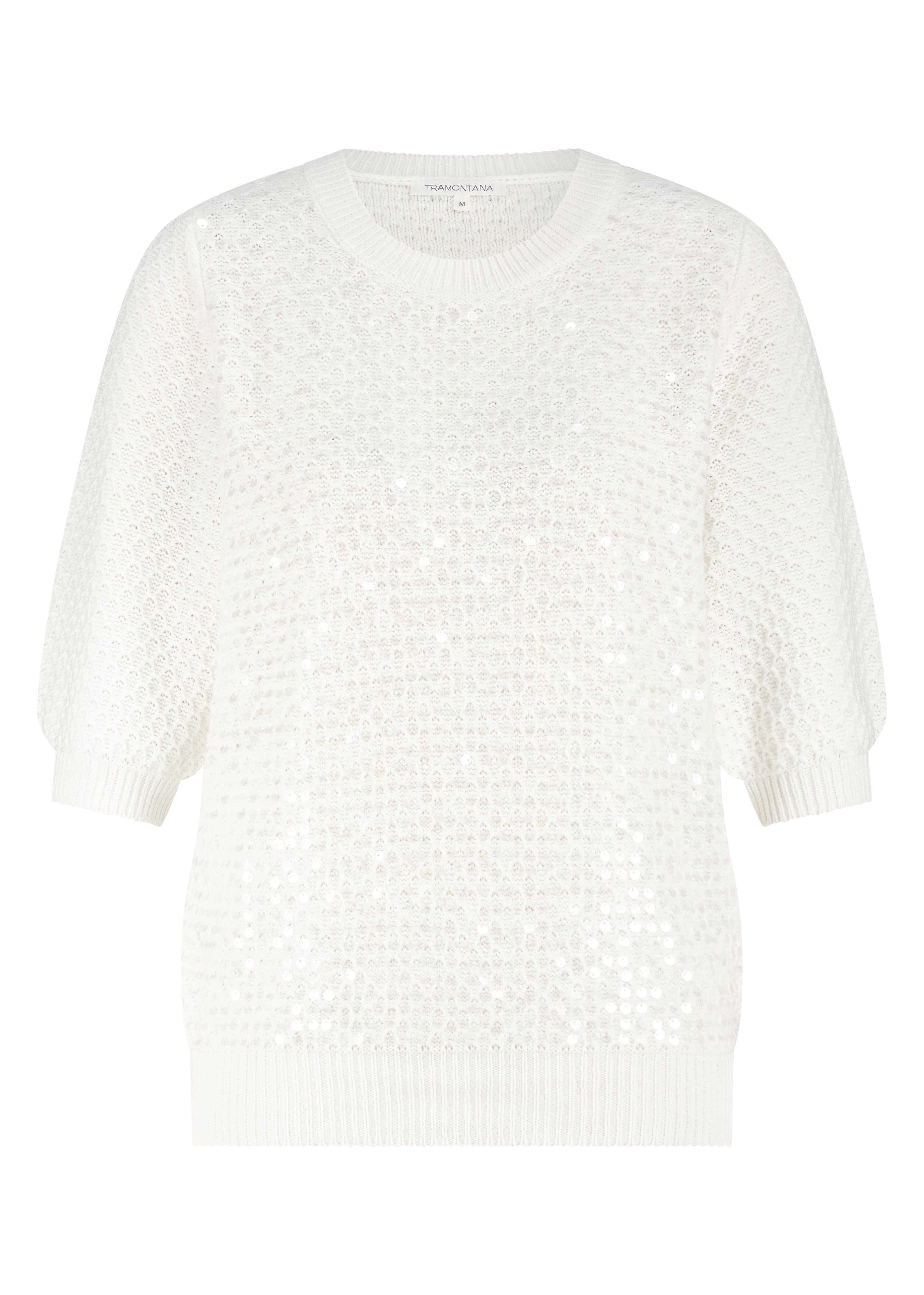 Tramontana Sequin Short-Sleeve Jumper Off White