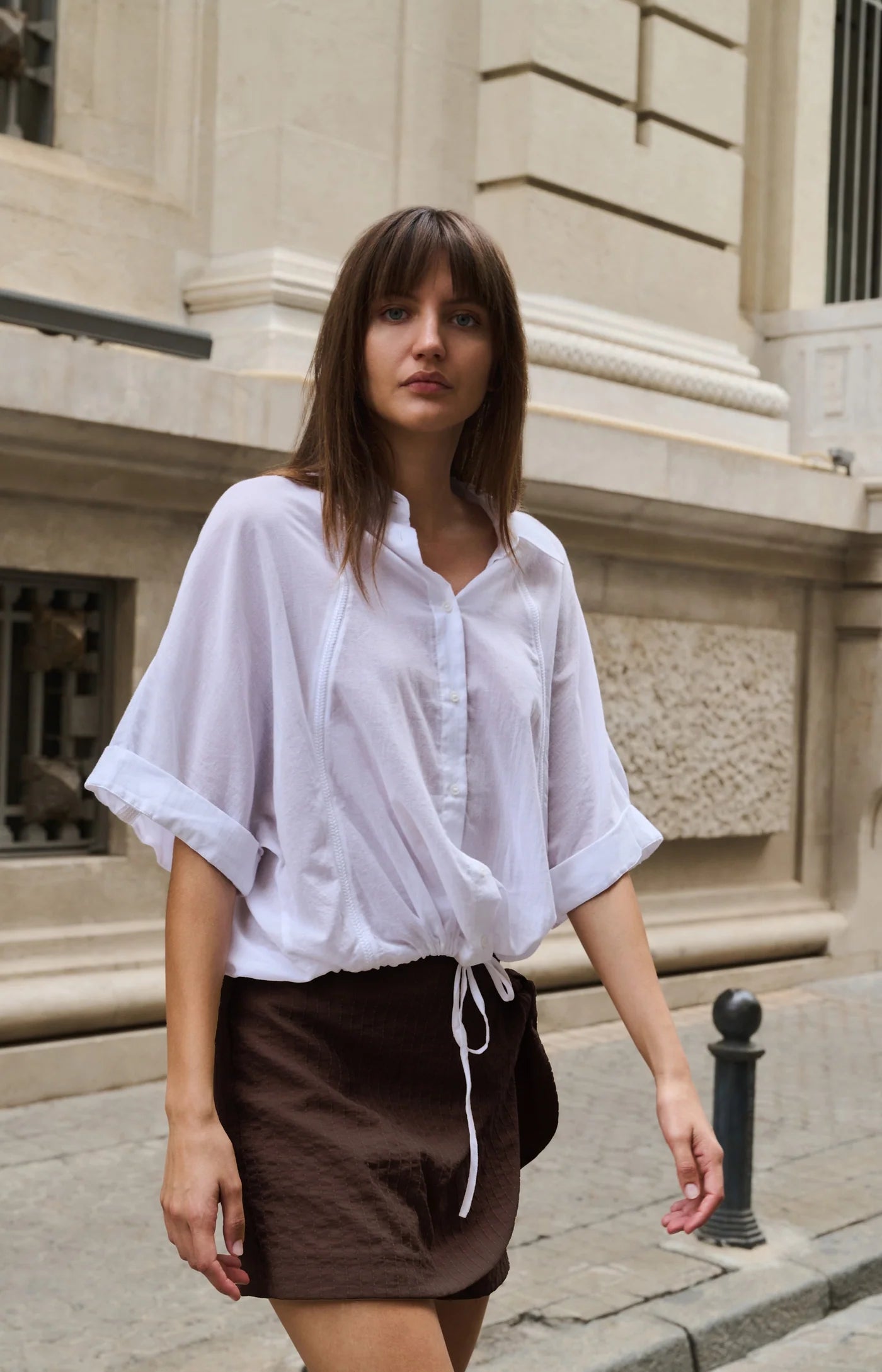 YAYA Vleermuismouw Blouse Met Gevlochte Detail Pure white