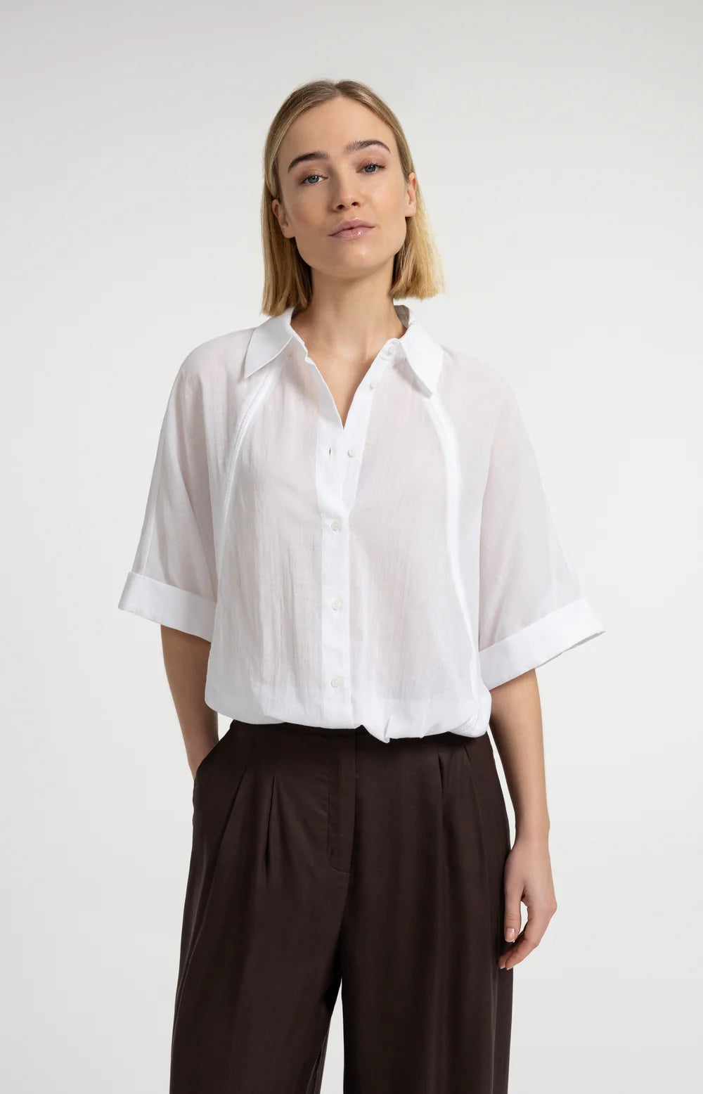 YAYA Vleermuismouw Blouse Met Gevlochte Detail Pure white