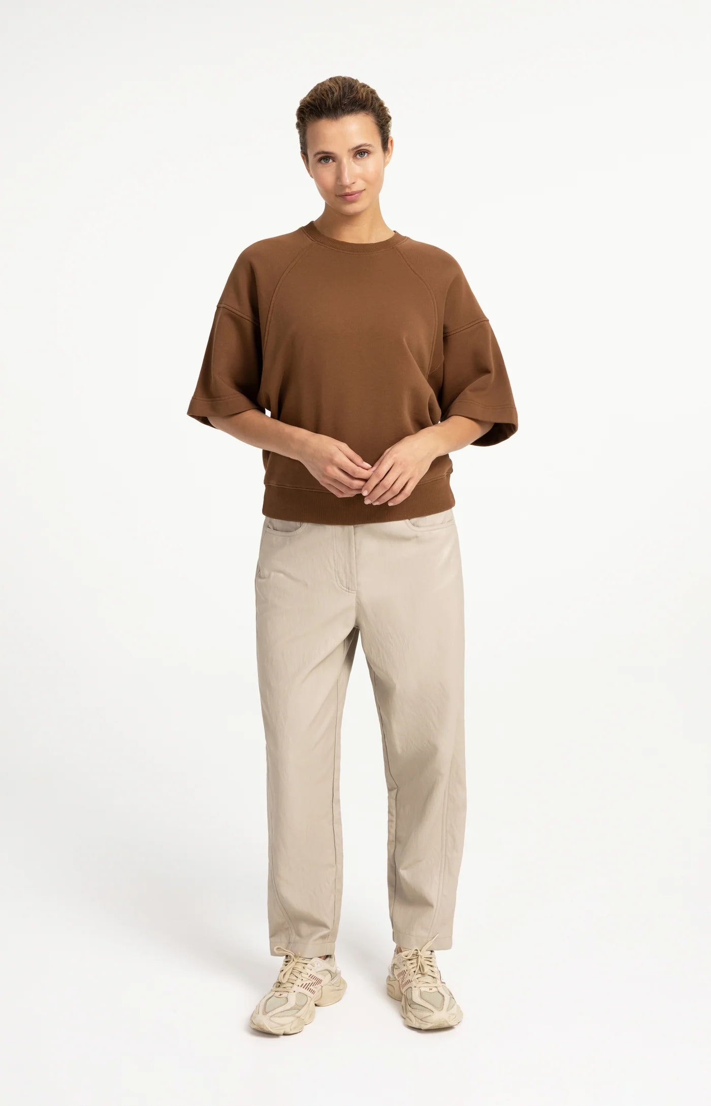 YAYA Kunstleren Broek Met Wortelmodel En Siernaden Grey