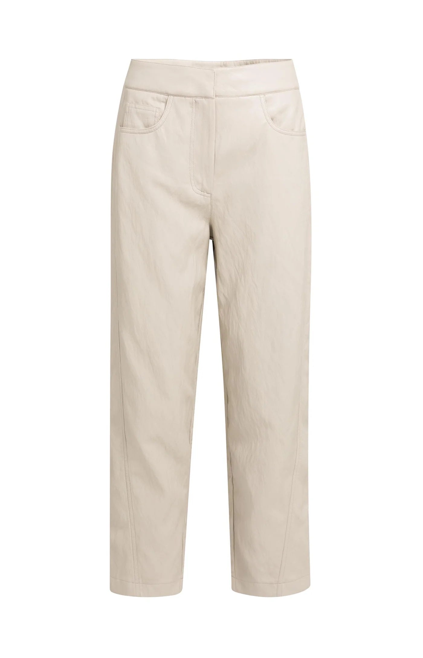 YAYA Kunstleren Broek Met Wortelmodel En Siernaden Grey
