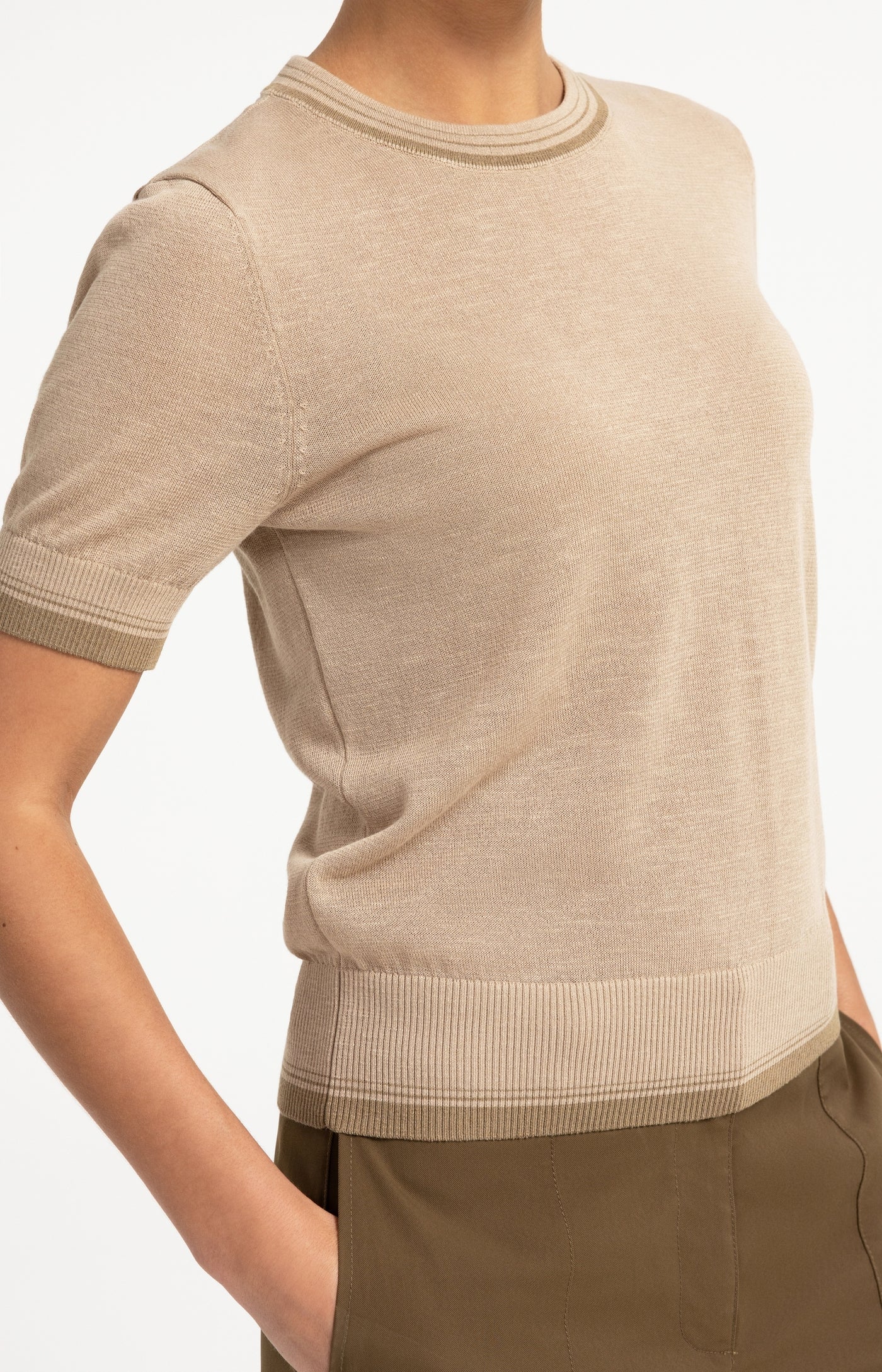 YAYA Trui Met Grafische Print En Morte Mouwen Beige