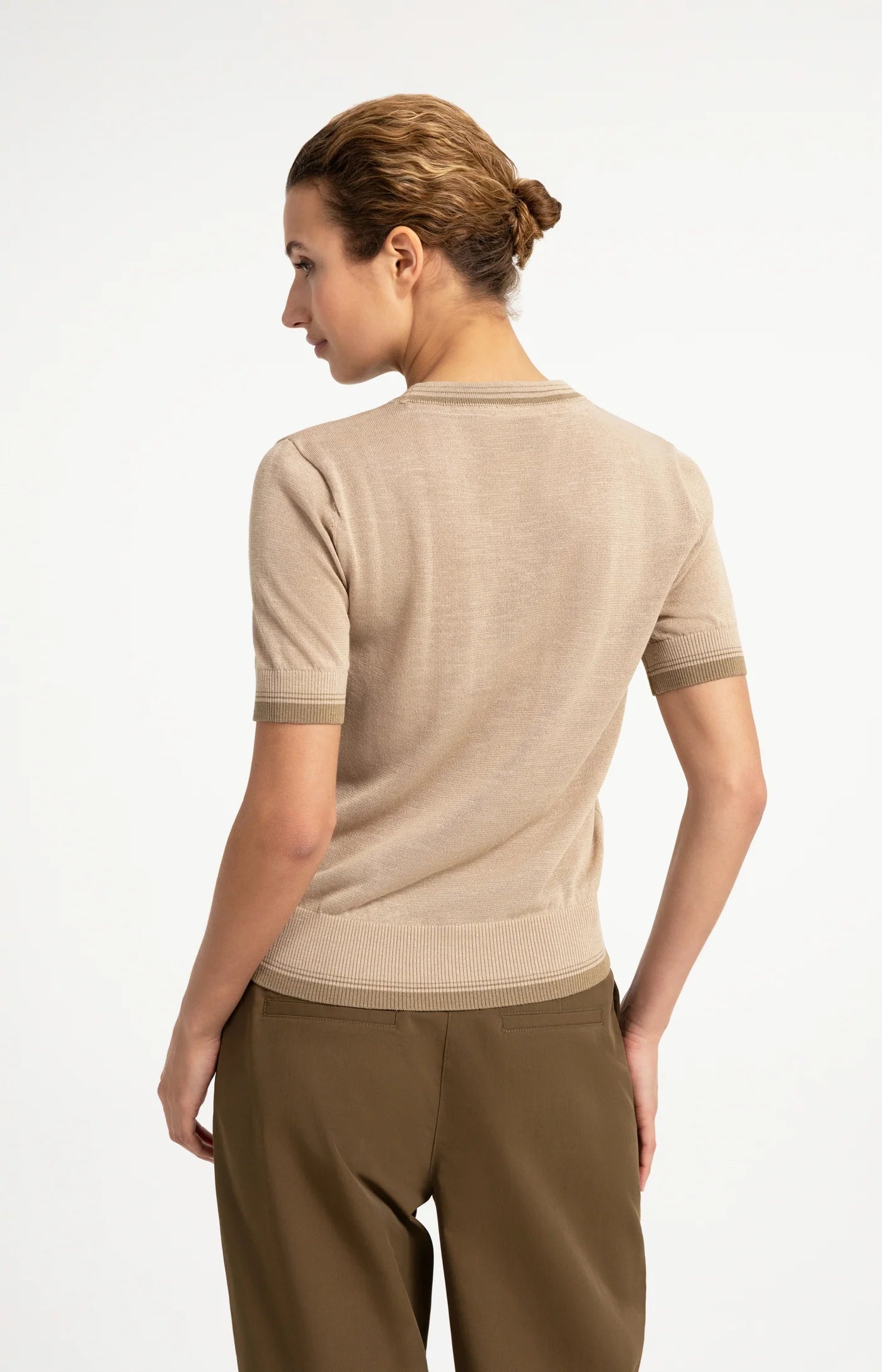 YAYA Trui Met Grafische Print En Morte Mouwen Beige