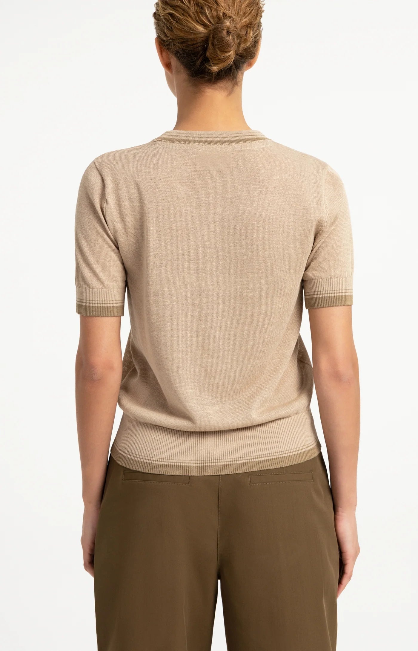 YAYA Trui Met Grafische Print En Morte Mouwen Beige