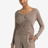 Fijngebreid Vest YAYA Brown