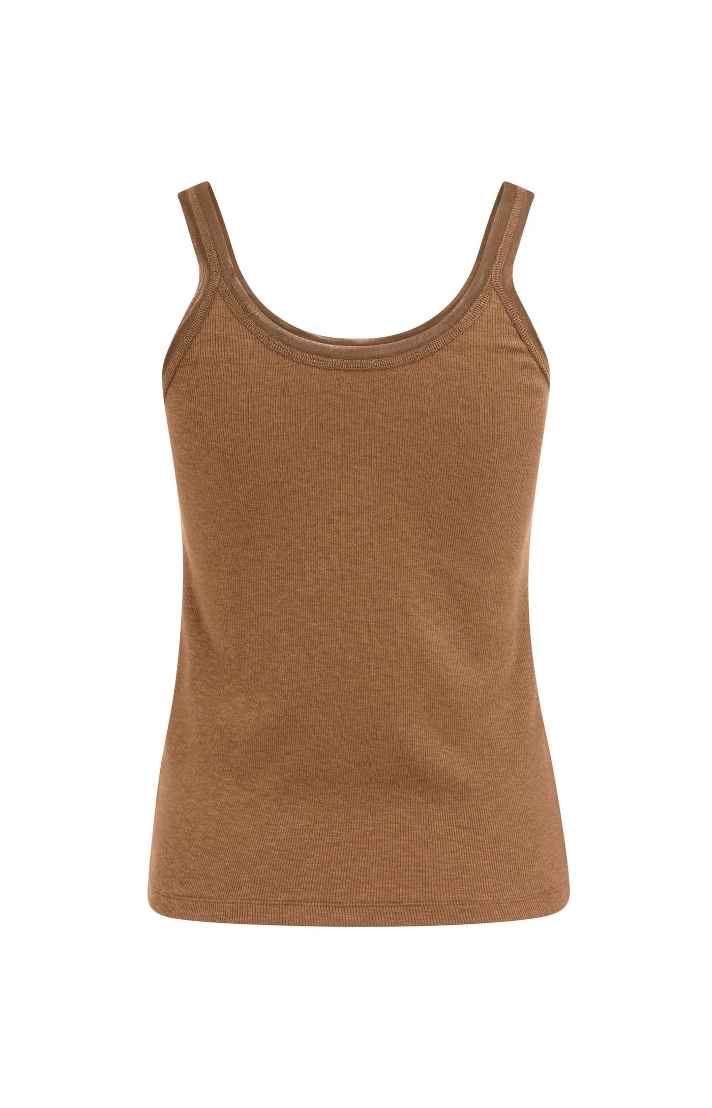 YAYA Singlet Met Mesh Rand Foxtrot Brown