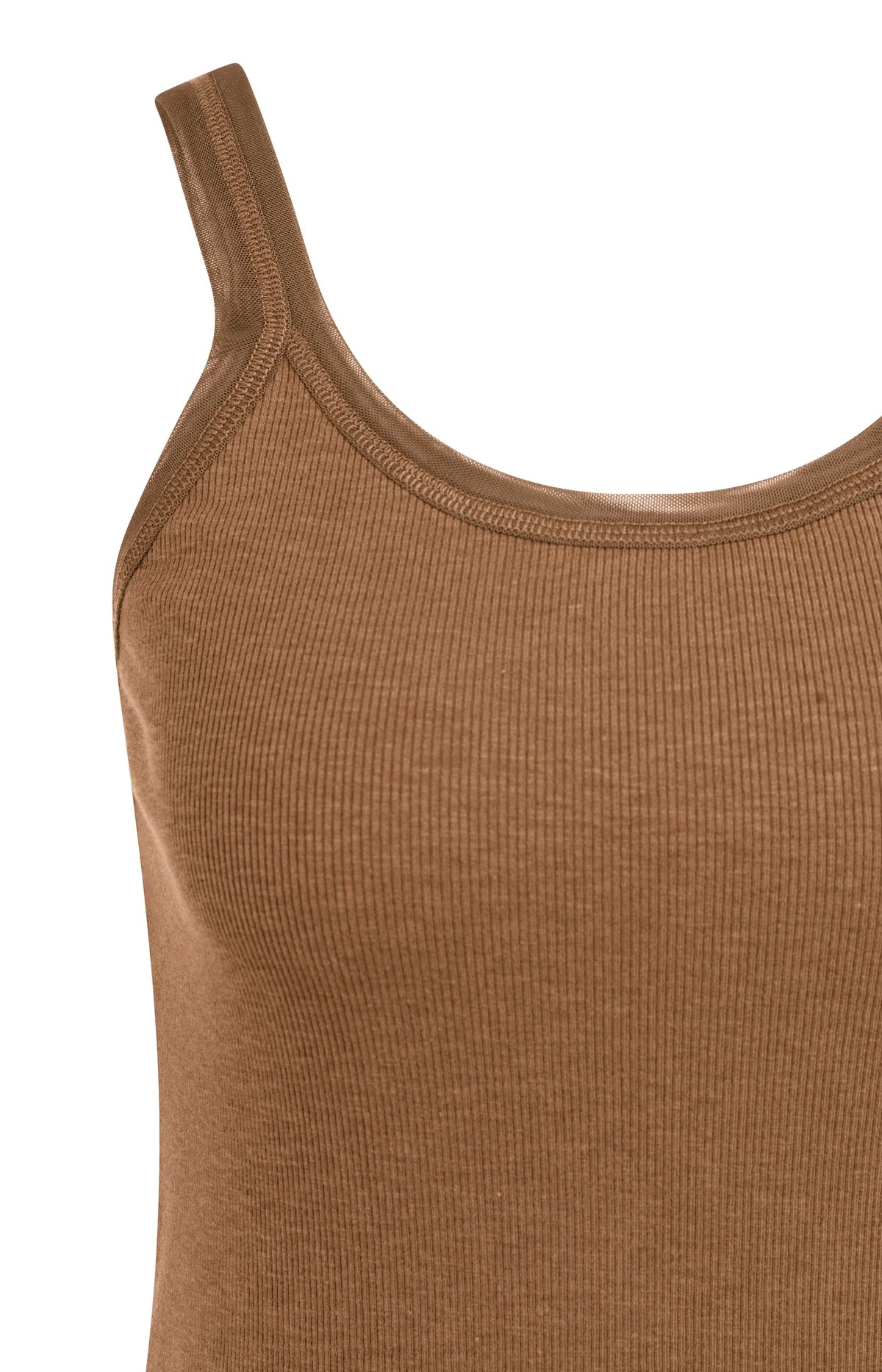 YAYA Singlet Met Mesh Rand Foxtrot Brown