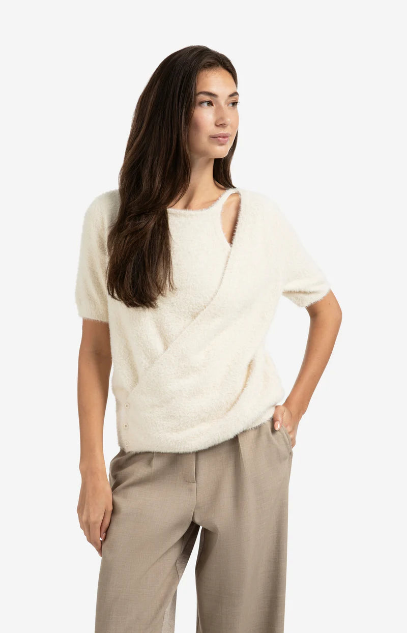 Fluffy Trui Overslag Detail YAYA Chalk White