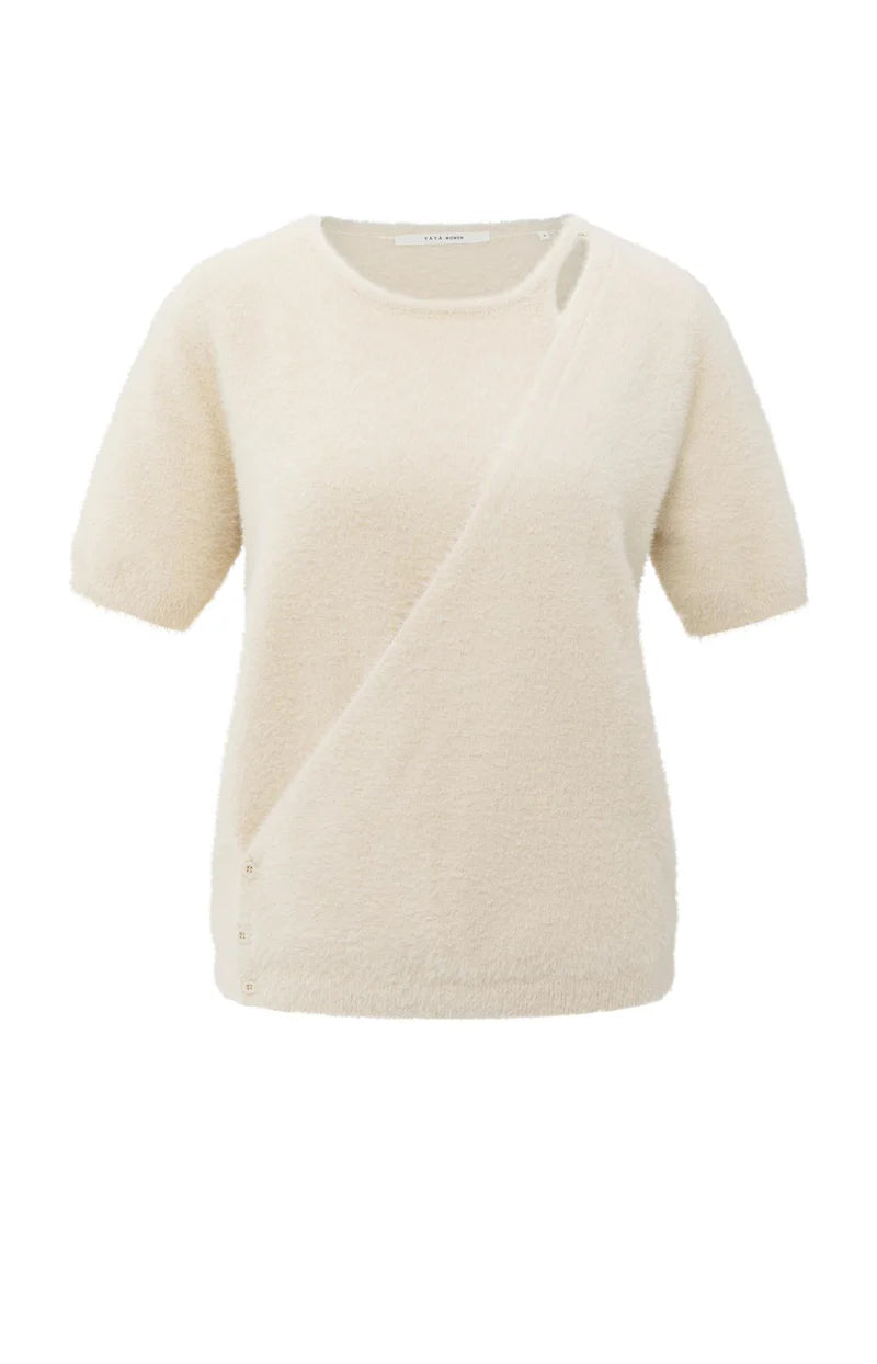 Fluffy Trui Overslag Detail YAYA Chalk White