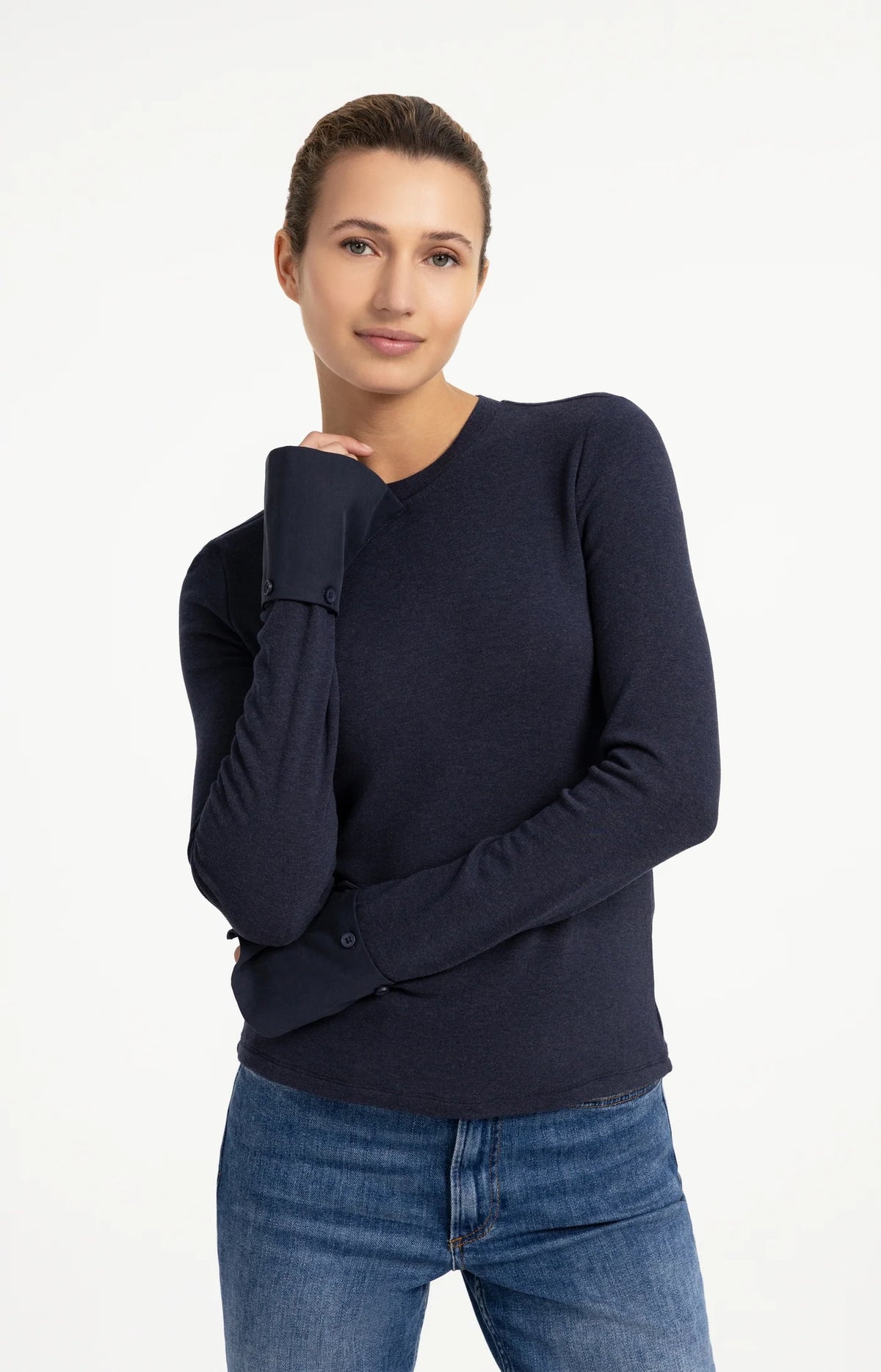 YAYA Jersey Top Manchetten Gray Melange