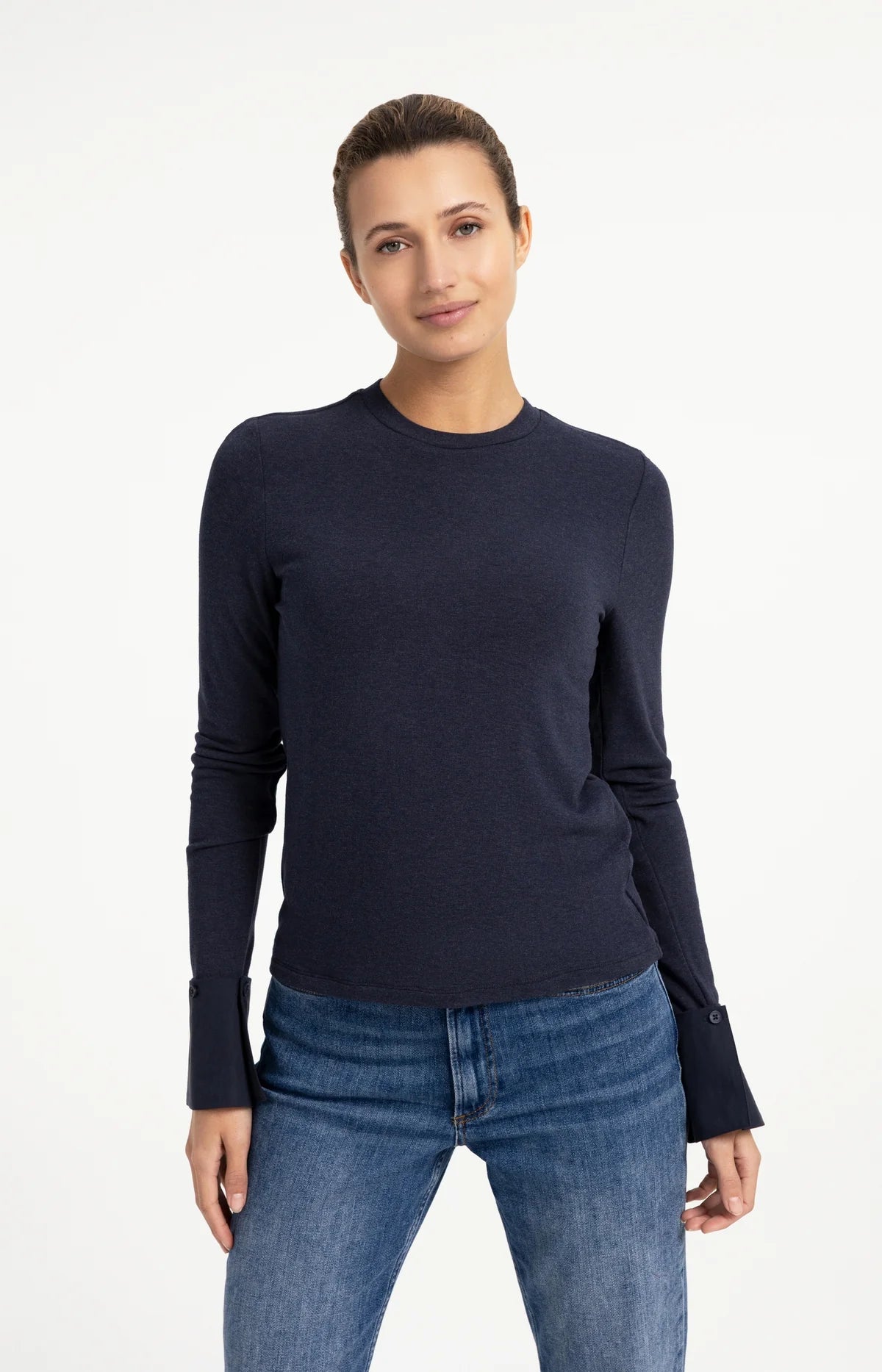 YAYA Jersey Top Manchetten Gray Melange