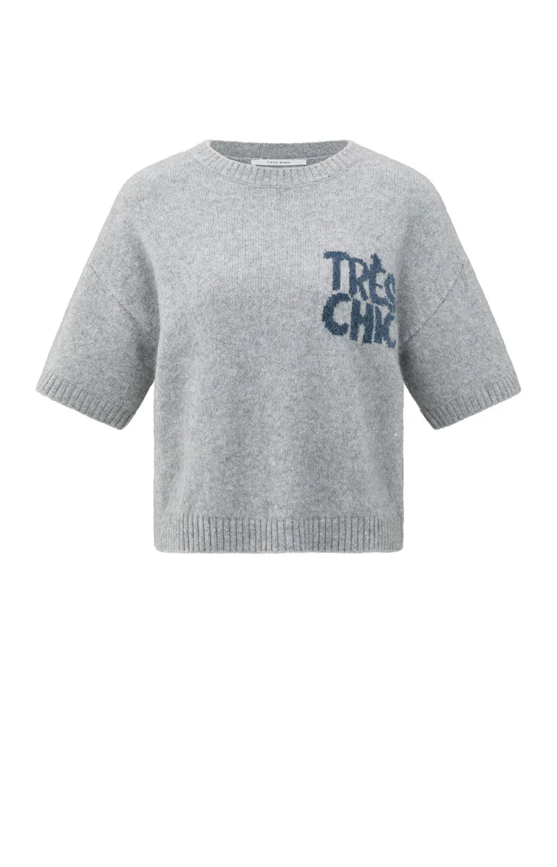 Zachte Trui Korte Mouw Artwork YAYA Light Grey