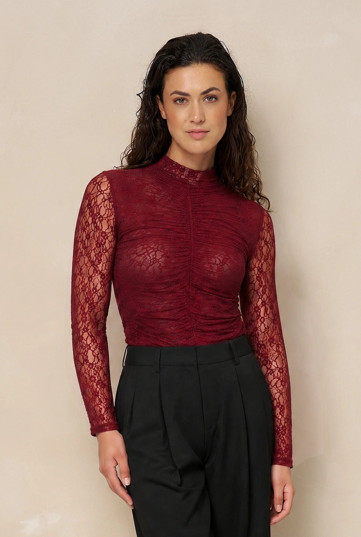 Lofty Manner  Kaye Lace Top Bordeaux