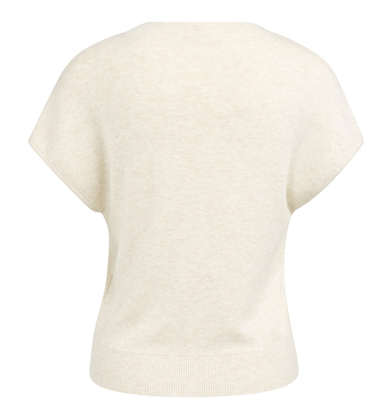 YAYA Mouwloos Gebreid Vest Met Knopen Beige Melange