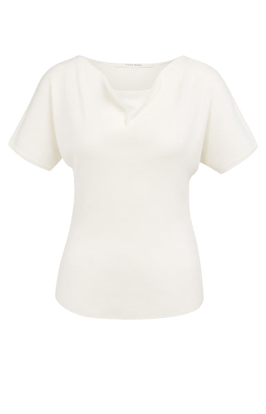 YAYA Boothals Trui Met Korte Mouwen Pure White
