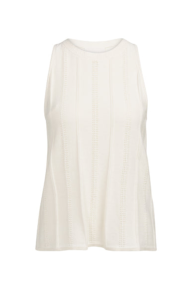 YAYA Mouwloze Gebreide Top Met Structuurpatroon Milk Beige