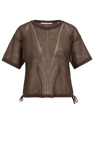 YAYA Opengebreide Top Met Ajourpatroon En Strikdetails Delicioso Brown