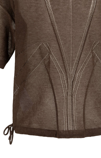 YAYA Opengebreide Top Met Ajourpatroon En Strikdetails Delicioso Brown