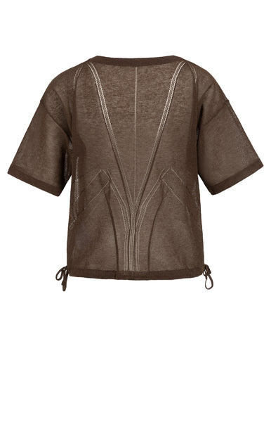 YAYA Opengebreide Top Met Ajourpatroon En Strikdetails Delicioso Brown