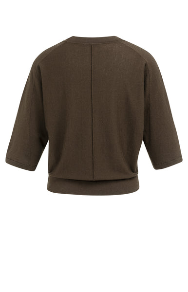 YAYA V-hals Trui Met Zichtbare Naden Brown Delicioso