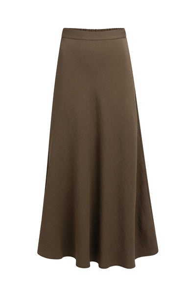 YAYA A-lijn Maxi Rok Met Elastische Taille Slate Black Brown
