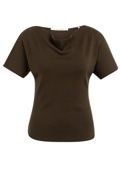 YAYA Boothals Trui Met Korte Mouwen Slate Black Brown