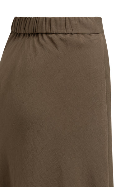 YAYA A-lijn Maxi Rok Met Elastische Taille Slate Black Brown