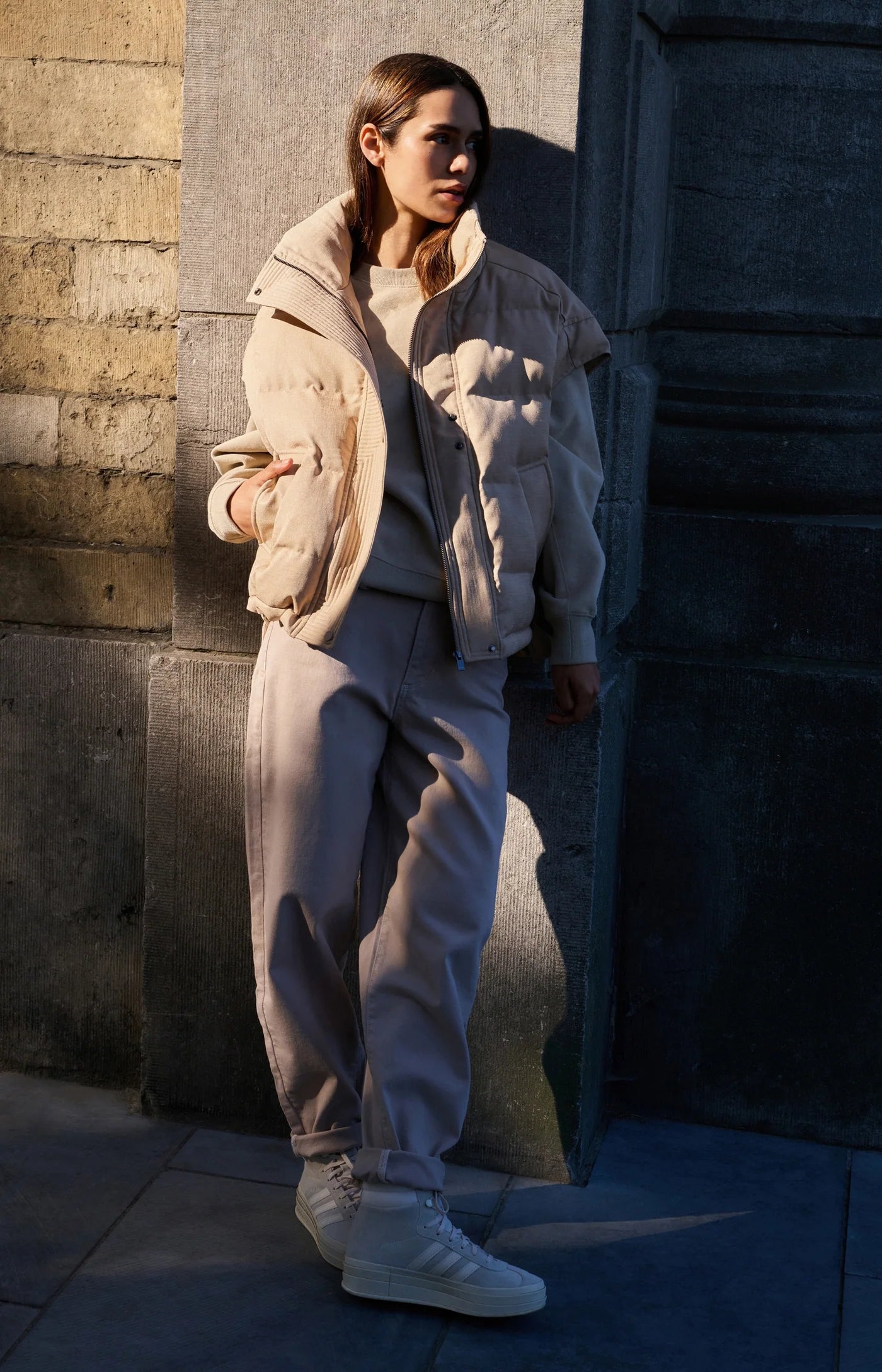 YAYA Gewatteerde Oversized Bodywarmer Met Kraag Gold