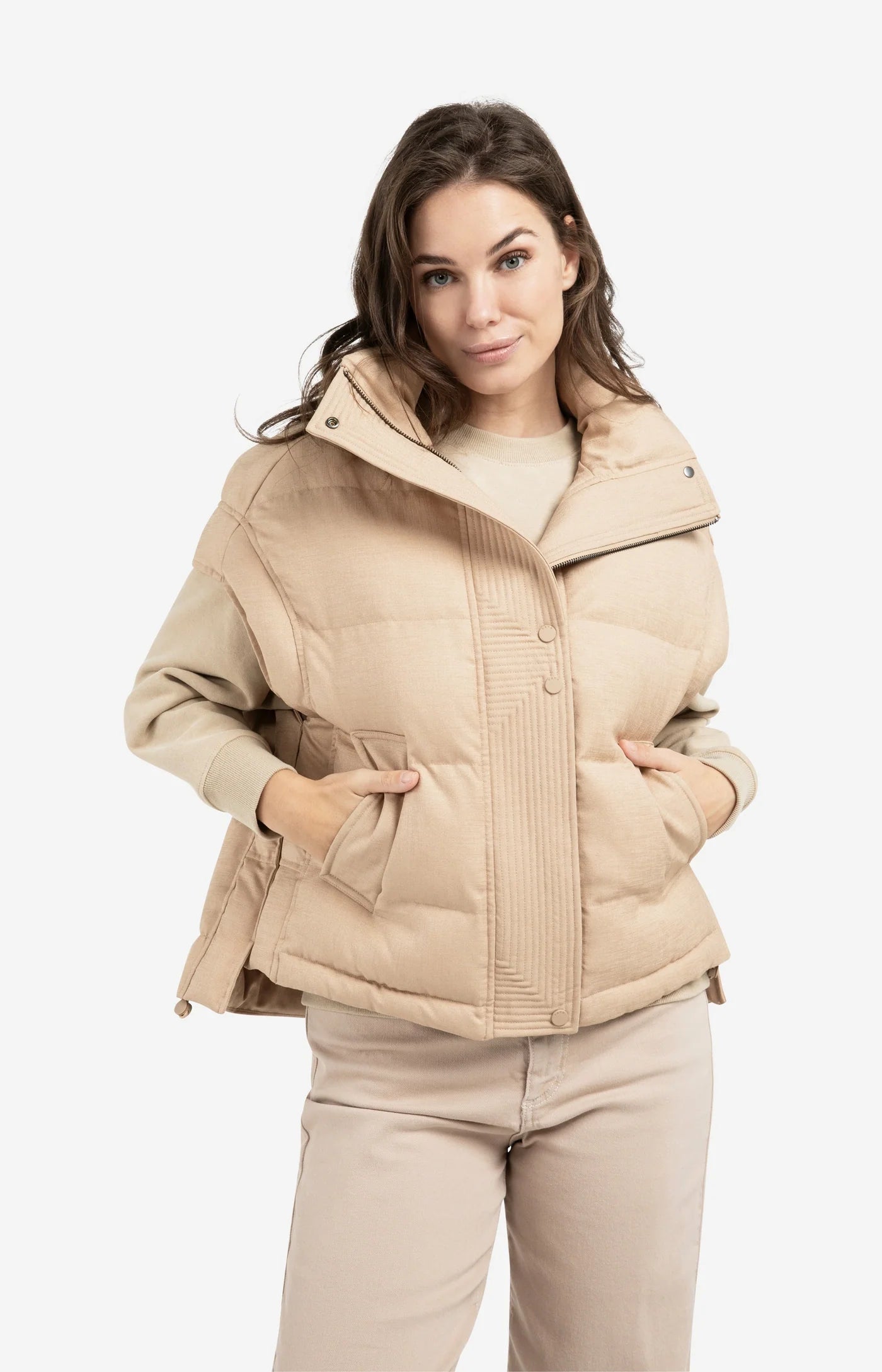 YAYA Gewatteerde Oversized Bodywarmer Met Kraag Gold