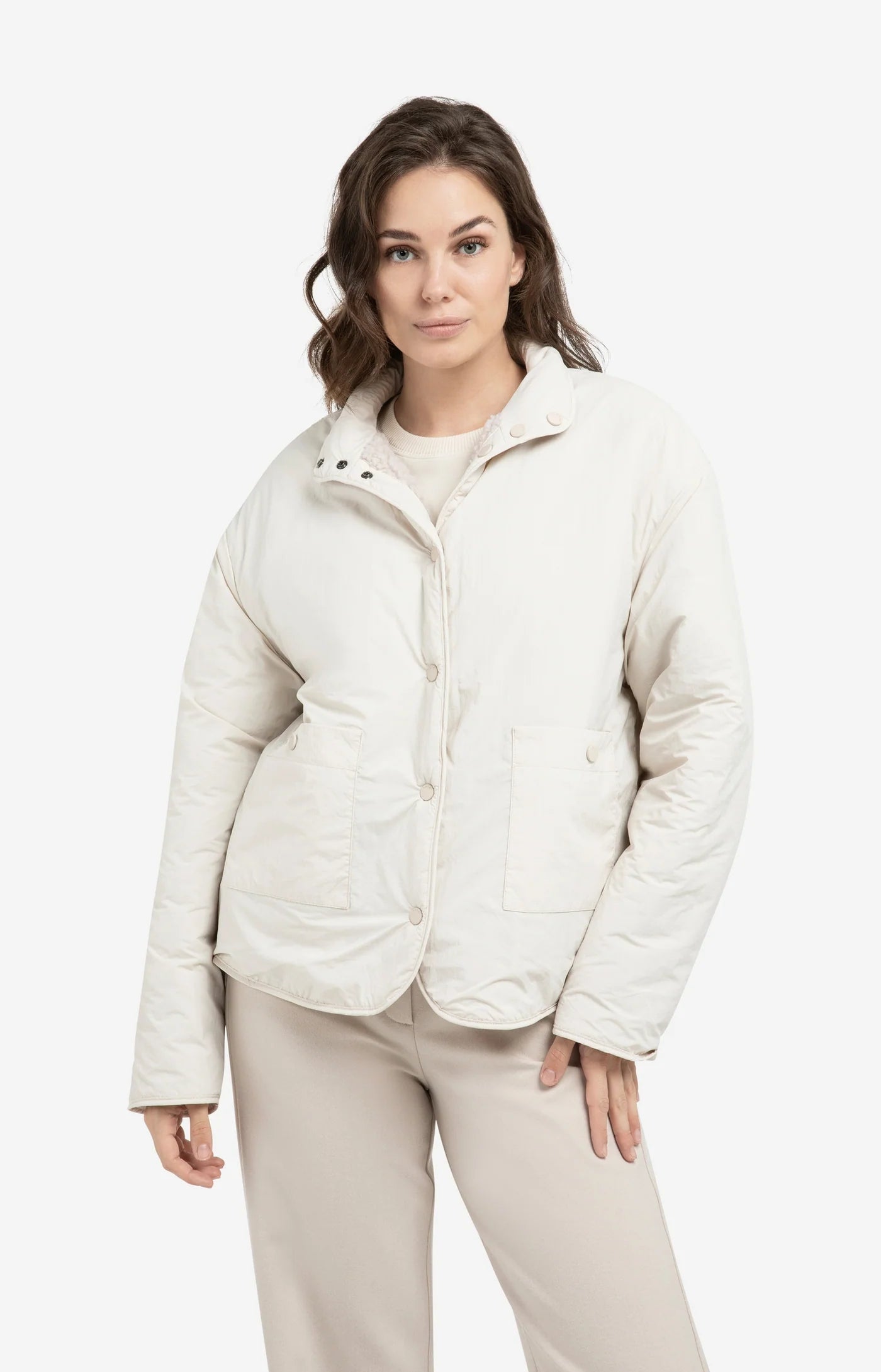 YAYA Omkeerbaar Teddy Jack Met Nylon Borstzak Heather Grey