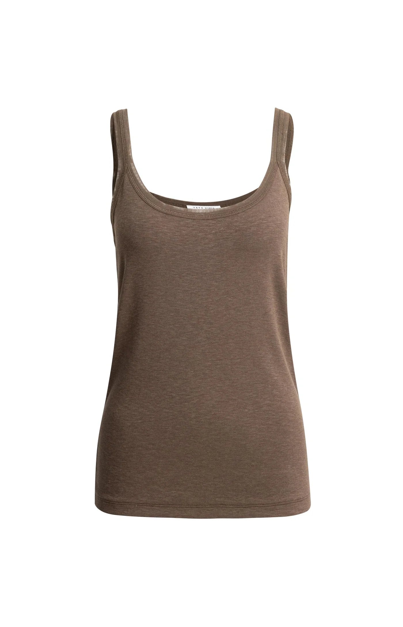 YAYA Singlet Met Mesh Rand Slate Black Brown
