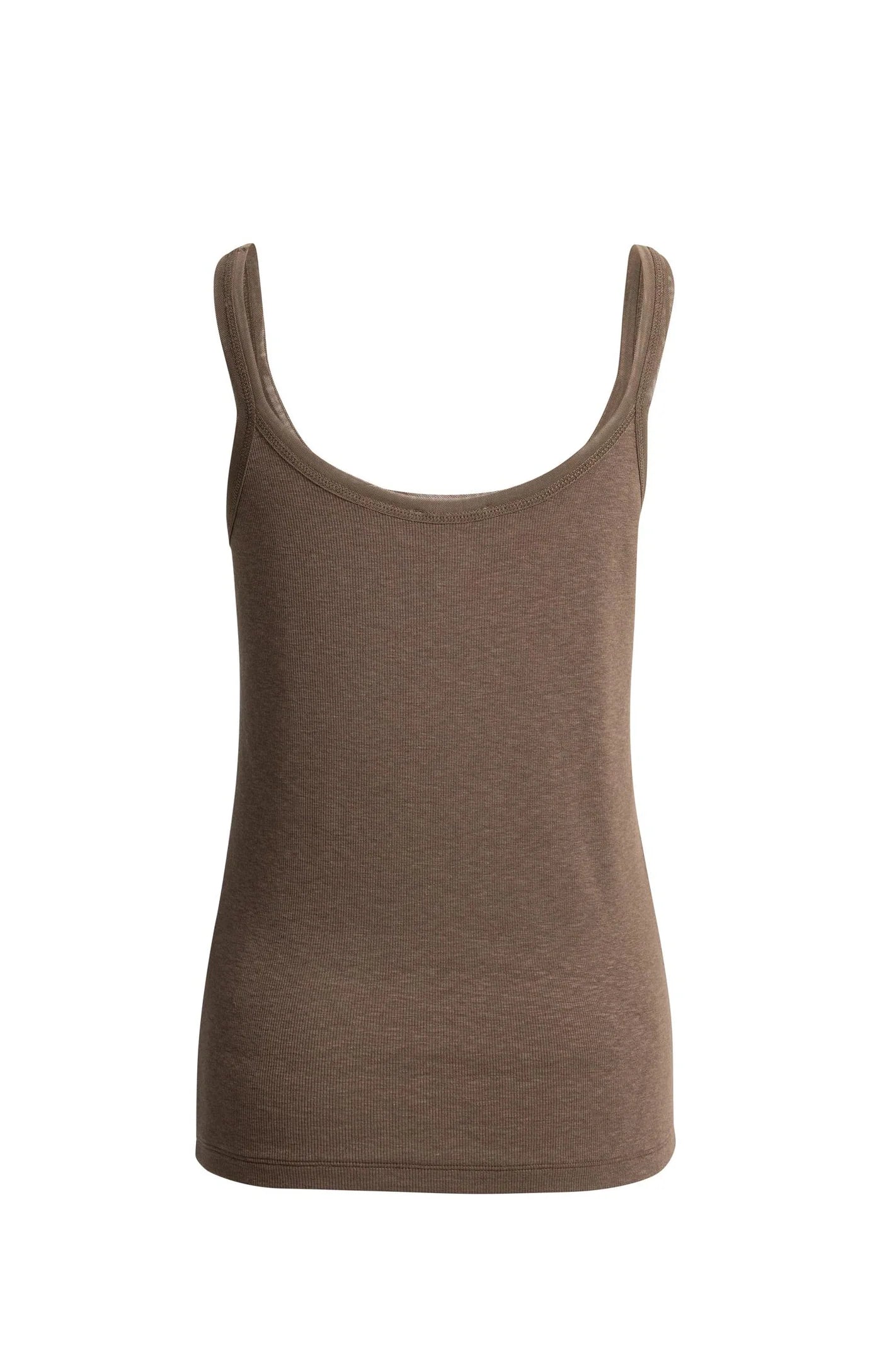 YAYA Singlet Met Mesh Rand Slate Black Brown