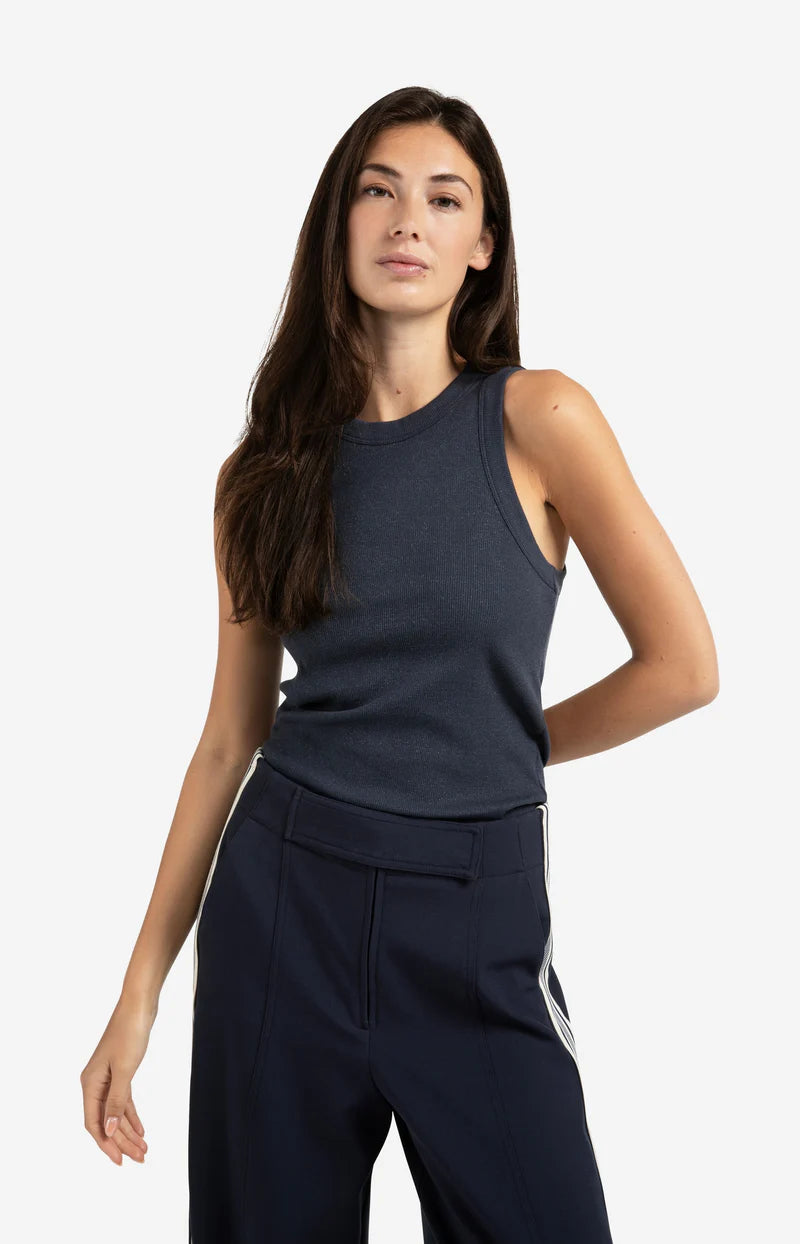 Ribgebreid Singlet Lichte Glans YAYA Inkwell Blue