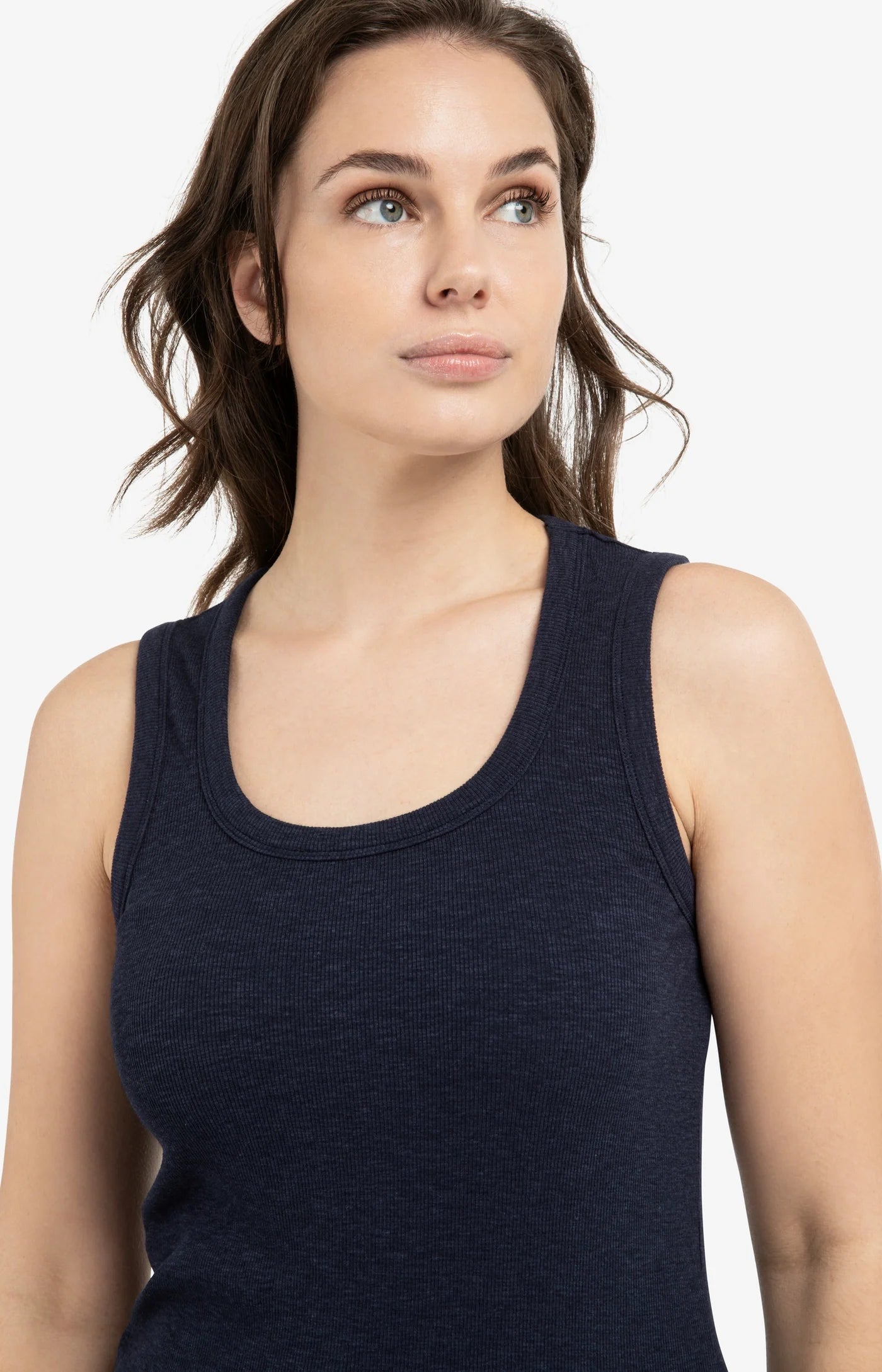 Yaya Ribbed Singel Navy Blue