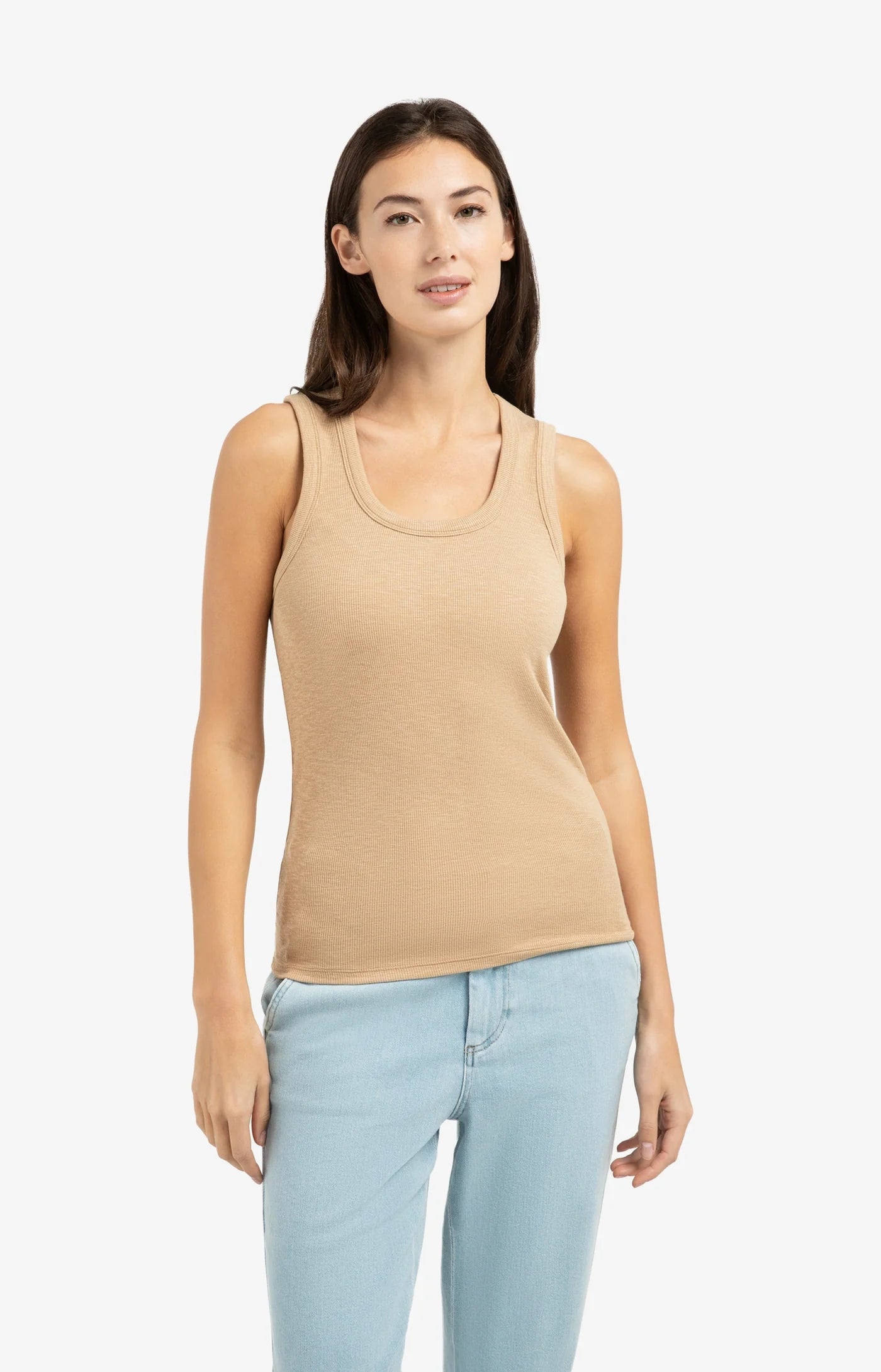 Yaya Ribbed Single Tan Brown
