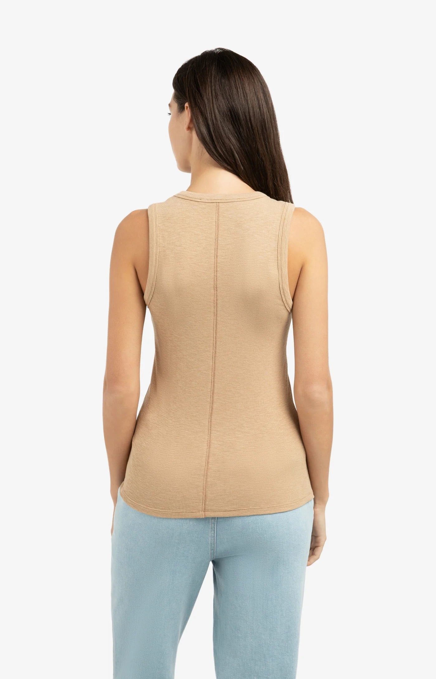 Yaya Ribbed Single Tan Brown