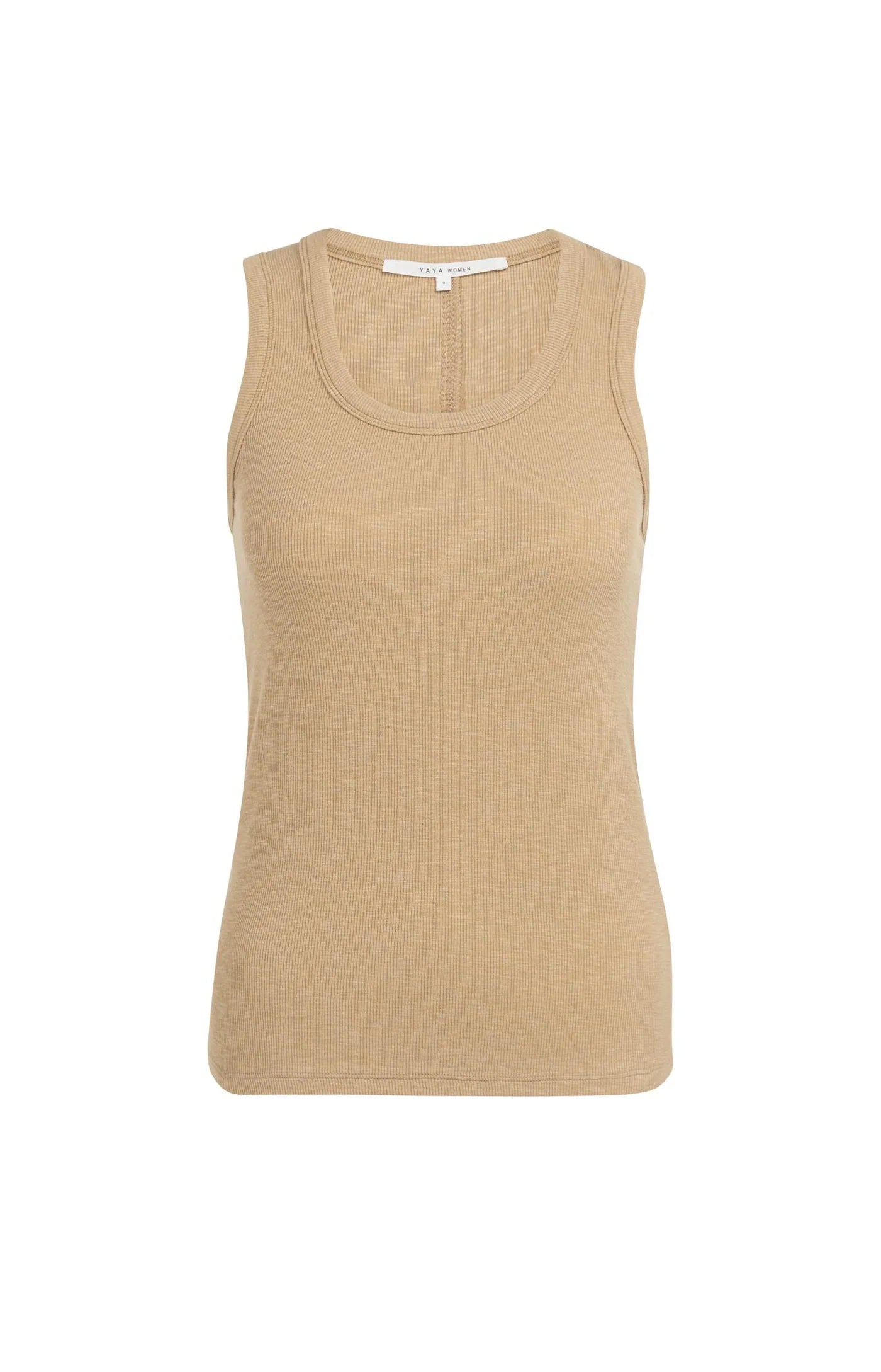 Yaya Ribbed Single Tan Brown