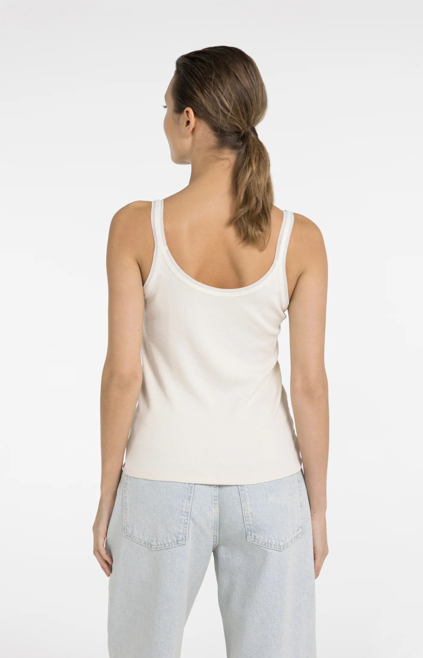 YAYA Singlet Met Mesh Rand Beige