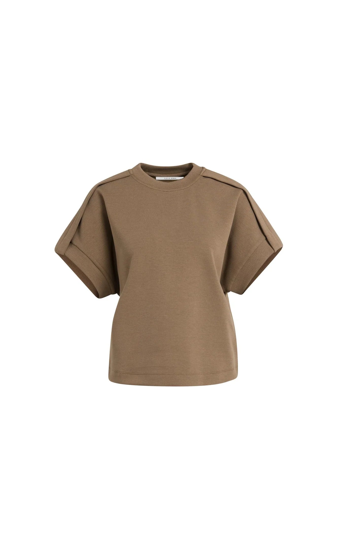 YAYA Mouwloos Sweatshirt Met Plooien Op De Schouders Brown