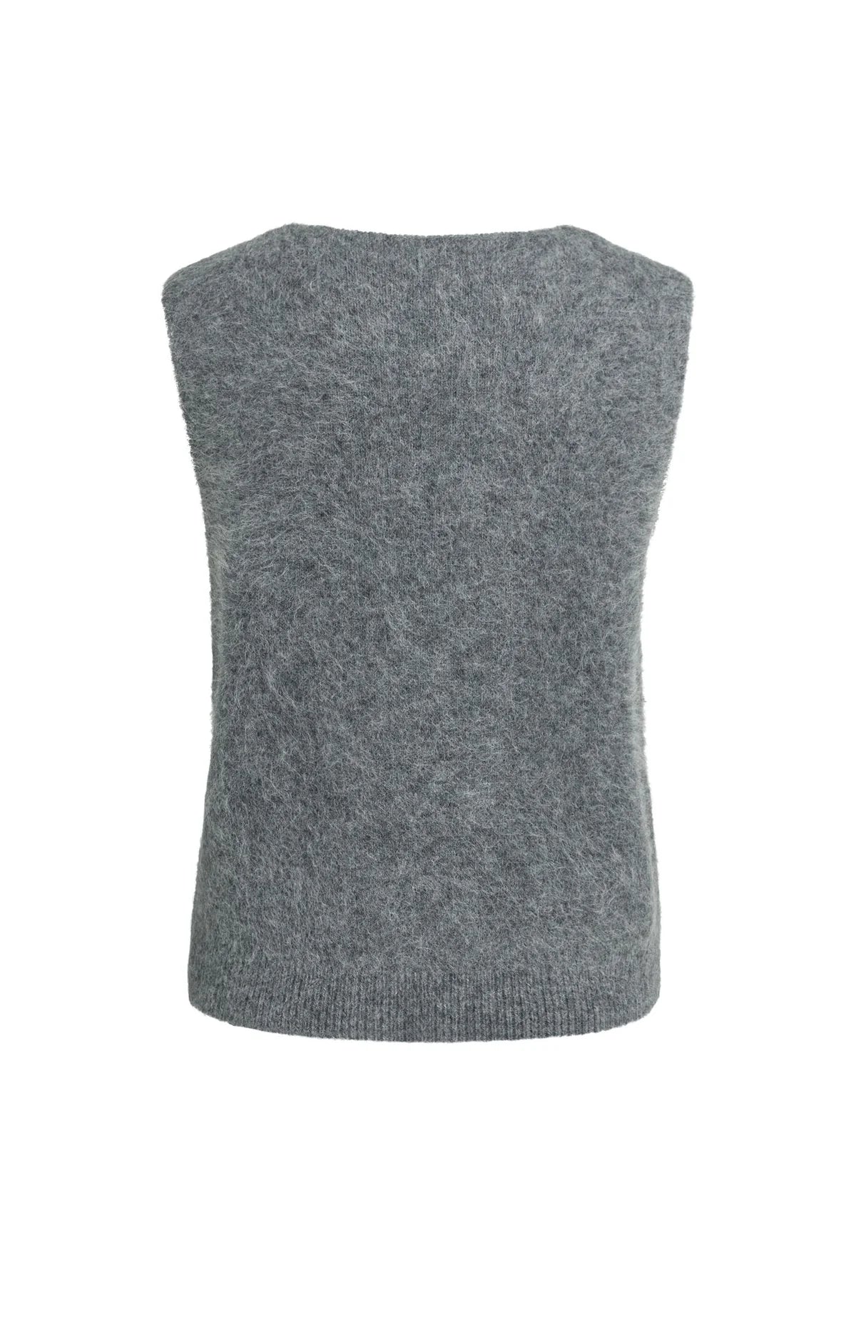 YAYA Zacht Gebreide Spencer Met Diepe V-hals Grey Melange