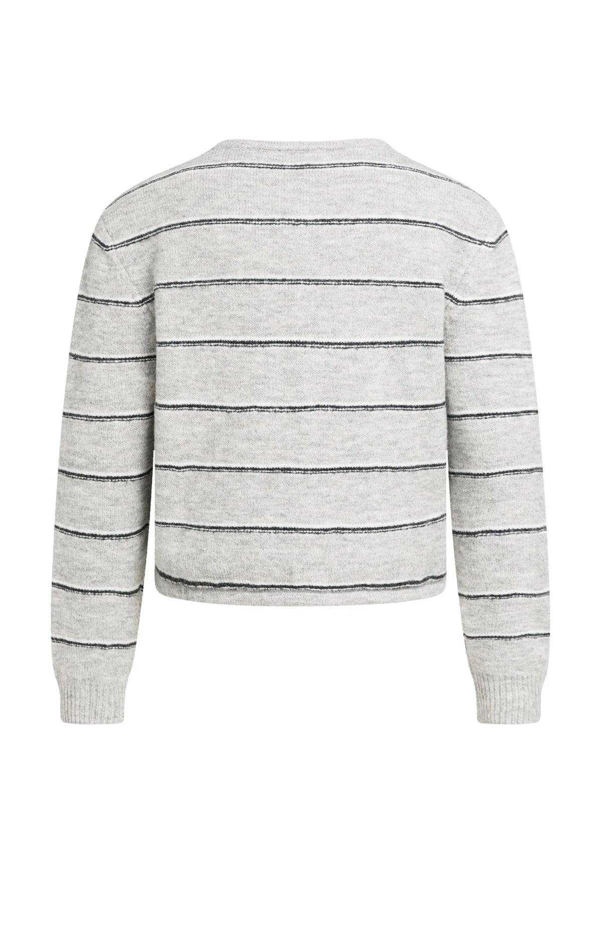 YAYA Gestreept Gebreid Vest Met Strikdetail Grey Melange