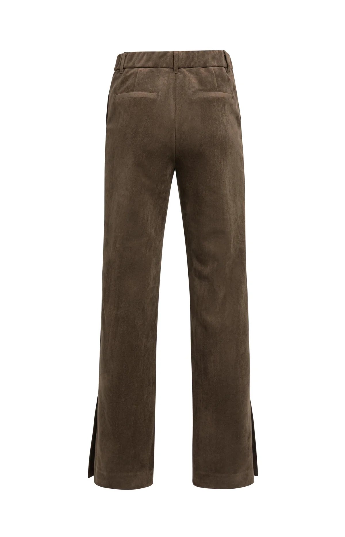 YAYA Suede Broek Wijde Pijpen Slate Black/Brown